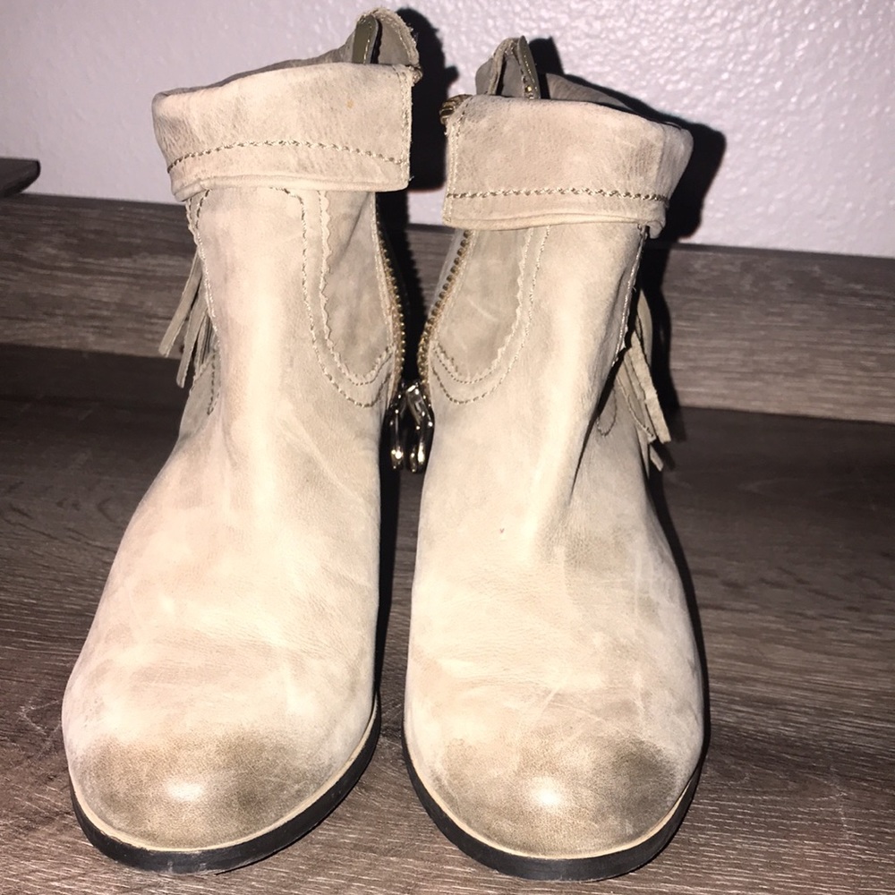 SAM EDELMAN Gray Leather Fring Ankle booties. - Picture 3 of 7